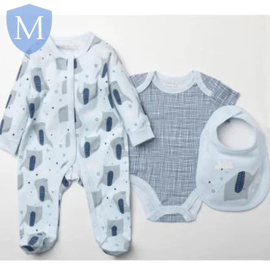 Baby Boys 3pc All in One Set - Elephant (W23927) (Baby Boys Gift Set) Mansuri