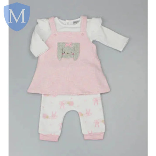 Baby Girls 3pc Pink Marl Fleece Dress Top All Over Print Trouser Forest Friends (WF1715) (Baby Girls Fashionwear) Mansuri