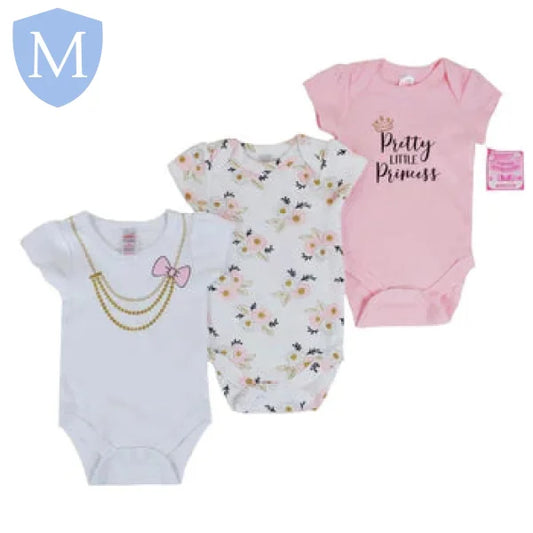 Girls 3 Pack 'Princess' Bodysuits (BG214) (Baby Bodysuits) Mansuri
