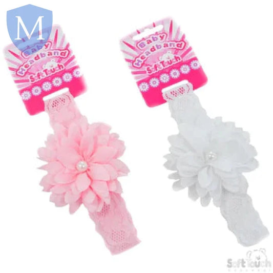 Girls Lace Headband With Flower & Pearl (HB61) (Baby Headband) Mansuri