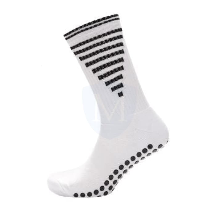 Grip Football Socks Black/white (indoor Pe Socks) Kids/adults White / 12-3