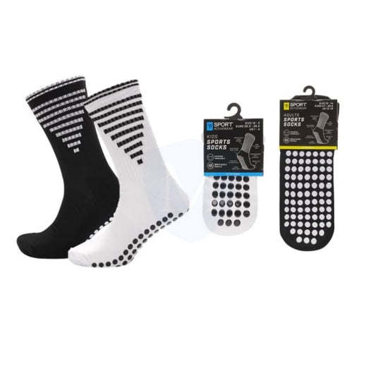 Grip Football Socks Black/white (indoor Pe Socks) Kids/adults