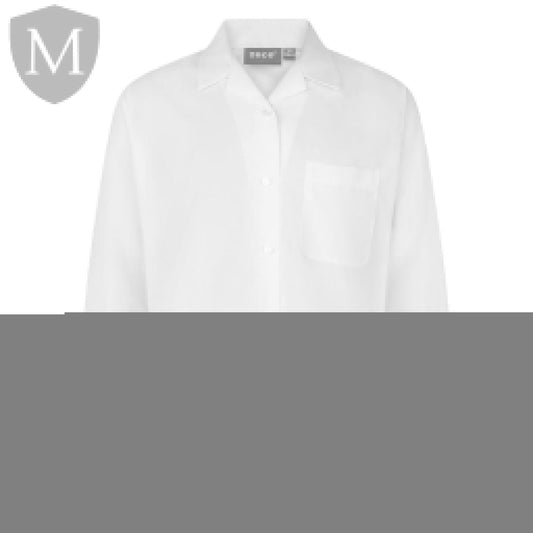 Plain Girls Open Neck Full Sleeved Blouse - White
