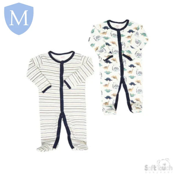 2 Pack Baby Sleep Suits Dinosaurs & Stars (Baby Sleepsuit) Mansuri