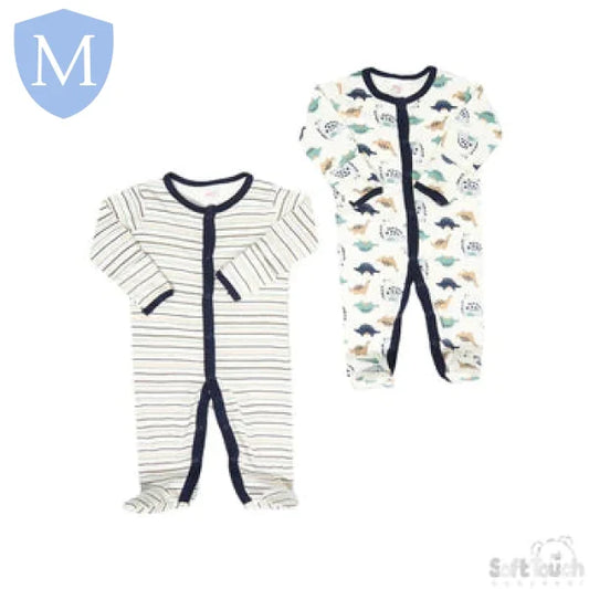2 Pack Baby Sleep Suits Dinosaurs & Stars (Baby Sleepsuit) Mansuri