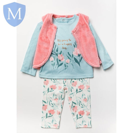 3pc Baby Girls Gilet Set - Happy/Floral (A24376) (Baby Girls Fashionwear) Mansuri