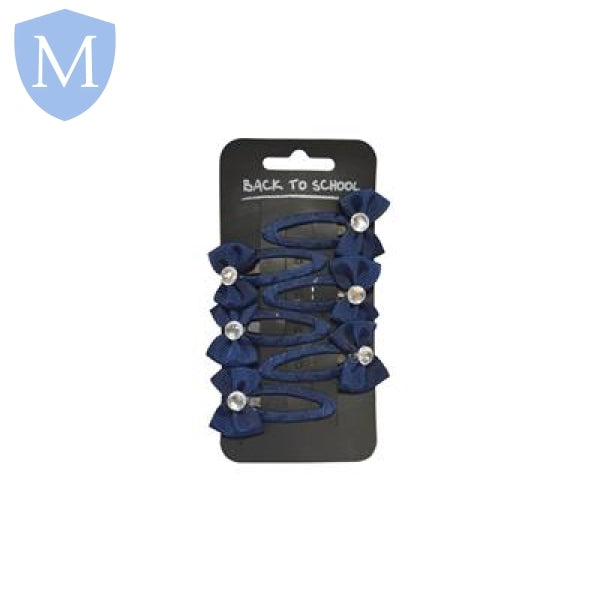 Plain Girls Diamante Bow Hair Clips (Hair Accessory) (POA) Mansuri