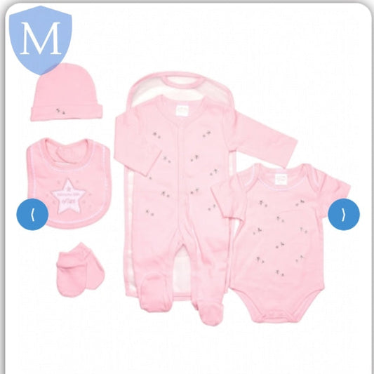 Baby Girls 5 Piece Mesh Bag Gift Set - Welcome Star (45JTC9733) (Baby Girls Gift Set) Mansuri