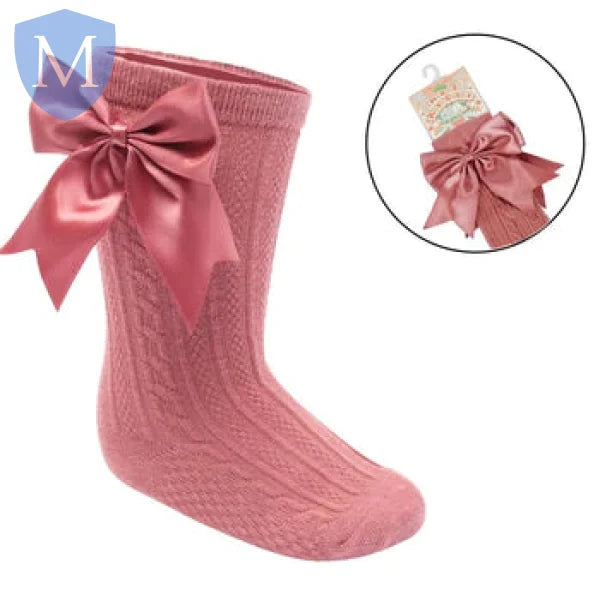 Baby Infants Knee Length Socks - Large Bow (S350) (Baby Socks) Mansuri