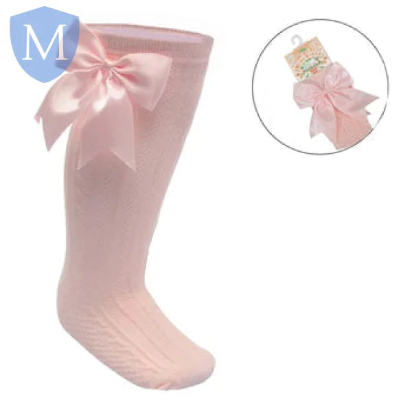 Baby Infants Knee Length Socks - Large Bow (S350) (Baby Socks) Mansuri