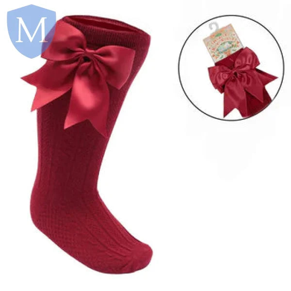 Baby Infants Knee Length Socks - Large Bow (S350) (Baby Socks) Mansuri