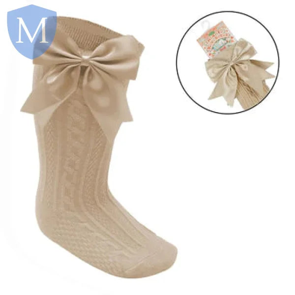 Baby Infants Knee Length Socks - Large Bow (S350) (Baby Socks) Mansuri