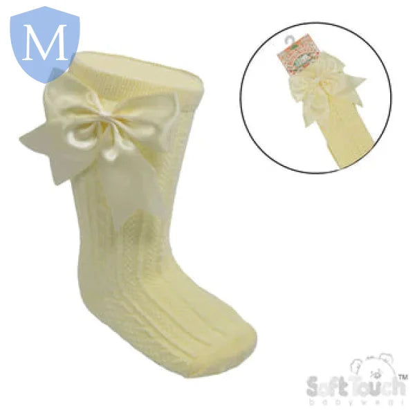 Baby Infants Knee Length Socks - Large Bow (S350) (Baby Socks) Mansuri