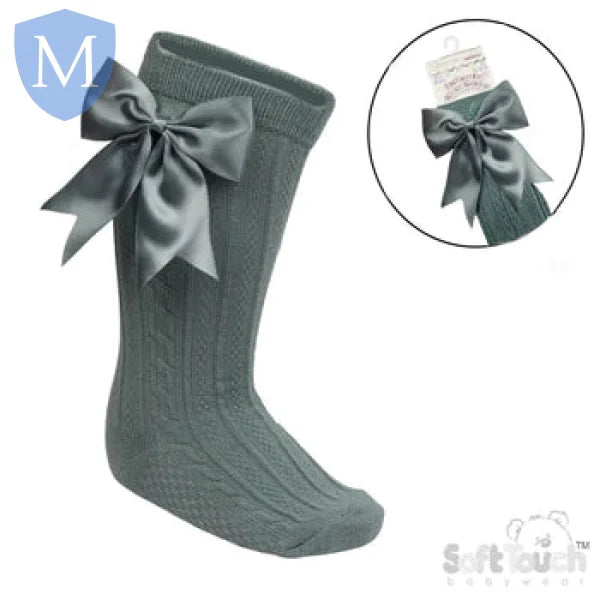 Baby Infants Knee Length Socks - Large Bow (S350) (Baby Socks) Mansuri