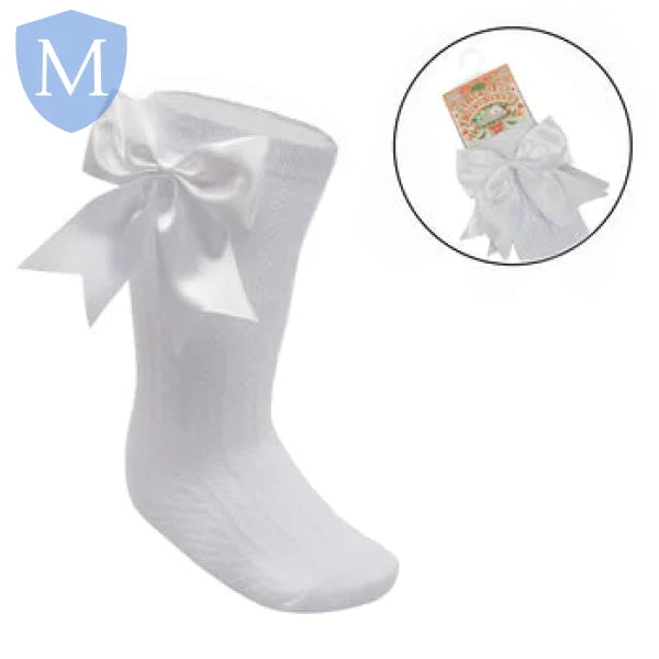 Baby Infants Knee Length Socks - Large Bow (S350) (Baby Socks) Mansuri
