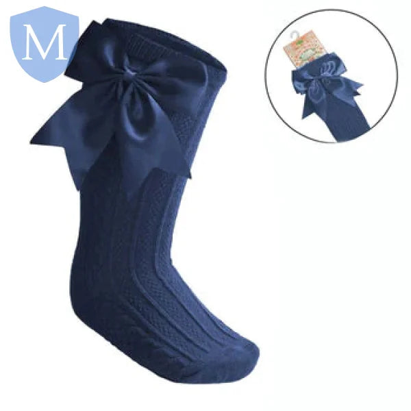 Baby Infants Knee Length Socks - Large Bow (S350) (Baby Socks) Mansuri