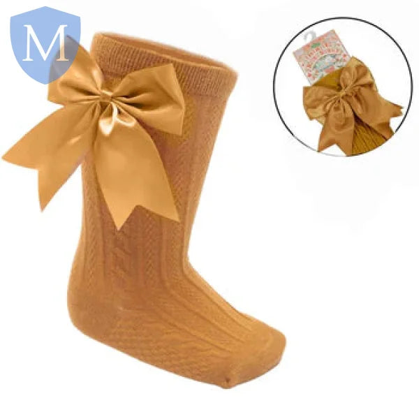 Baby Infants Knee Length Socks - Large Bow (S350) (Baby Socks) Mansuri