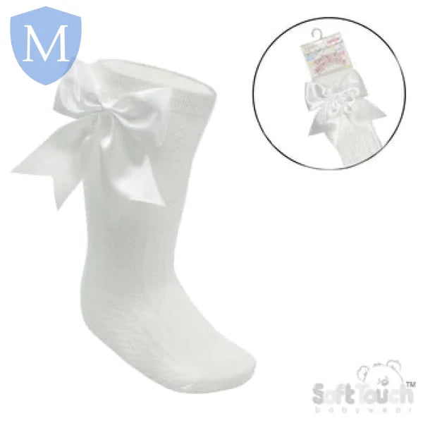 Baby Infants Knee Length Socks - Large Bow (S350) (Baby Socks) Mansuri