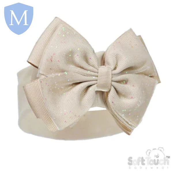Baby Pink Headband With Glitter Bow (HB92) (Baby Headband) Mansuri