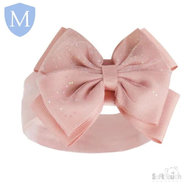 Baby Pink Headband With Glitter Bow (HB92) (Baby Headband) Mansuri