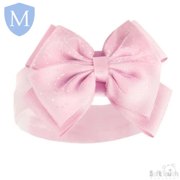 Baby Pink Headband With Glitter Bow (HB92) (Baby Headband) Mansuri