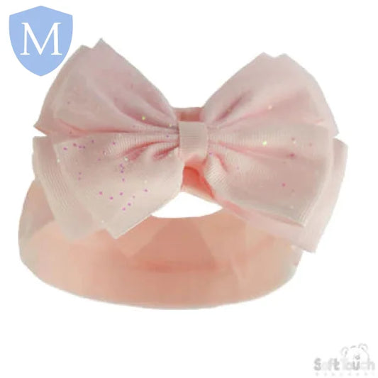 Baby Pink Headband With Glitter Bow (HB92) (Baby Headband) Mansuri