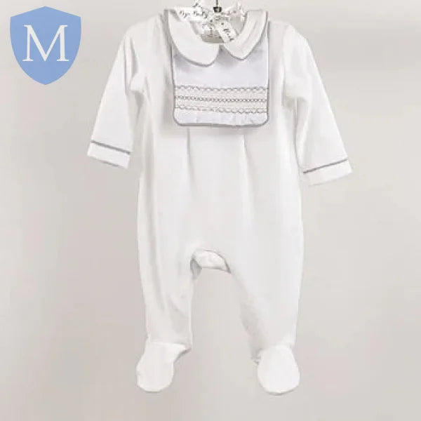 Baby Unisex All in One Velour Sleepsuit - Detailed Mock Bib (A24508) (Baby Sleepsuit) Mansuri