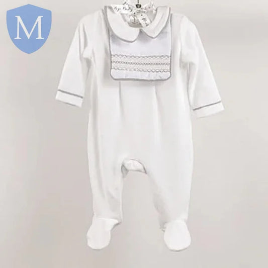 Baby Unisex All in One Velour Sleepsuit - Detailed Mock Bib (A24508) (Baby Sleepsuit) Mansuri