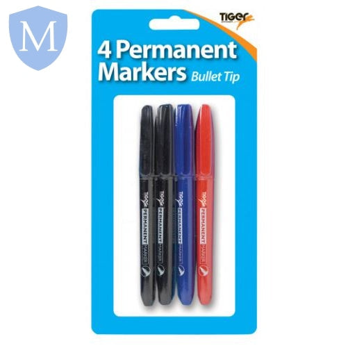 Bullet Tip 2mm Permanent Markers - Pack Of  4 (Stationery Essential) Mansuri