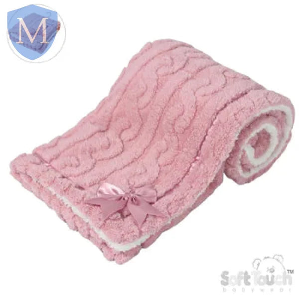 Cable Knitted Wrap With Large Bow (FBP234) (Baby Wrap) Mansuri