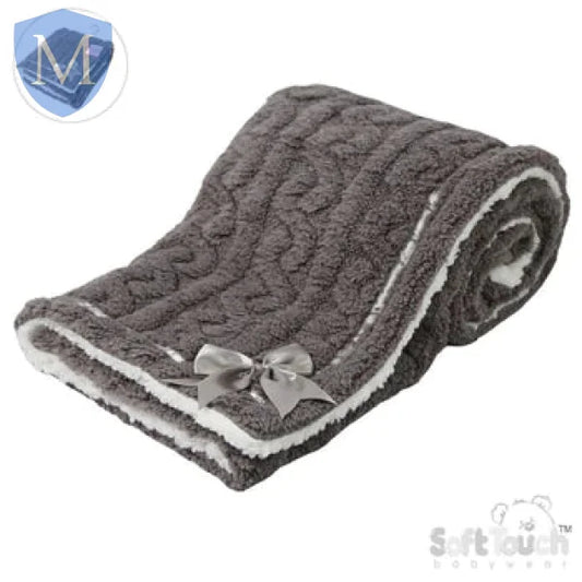Cable Knitted Wrap With Large Bow (FBP234) (Baby Wrap) Mansuri