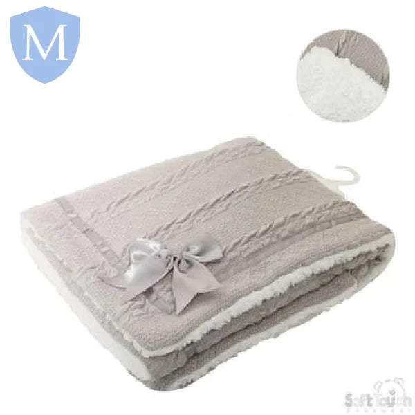 Cheveron Cable Knitted Wrap With Satin Trim & Bow (FBP202) (Baby Wrap) Mansuri