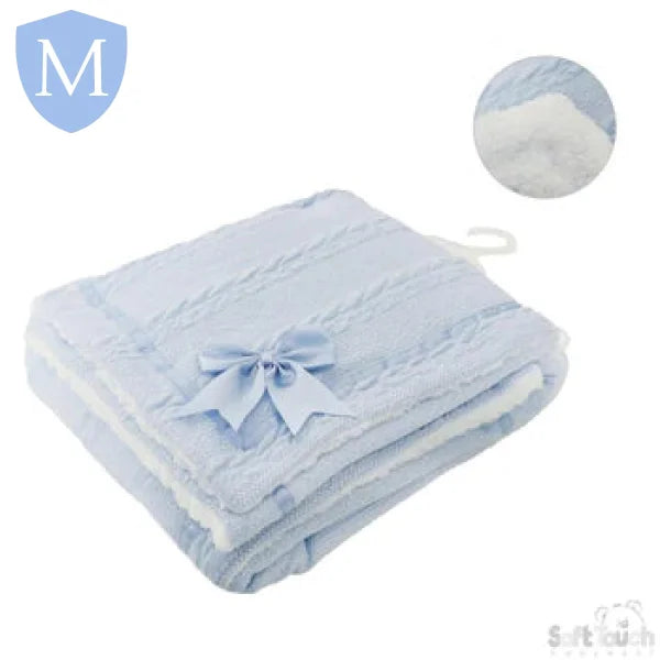 Cheveron Cable Knitted Wrap With Satin Trim & Bow (FBP202) (Baby Wrap) Mansuri