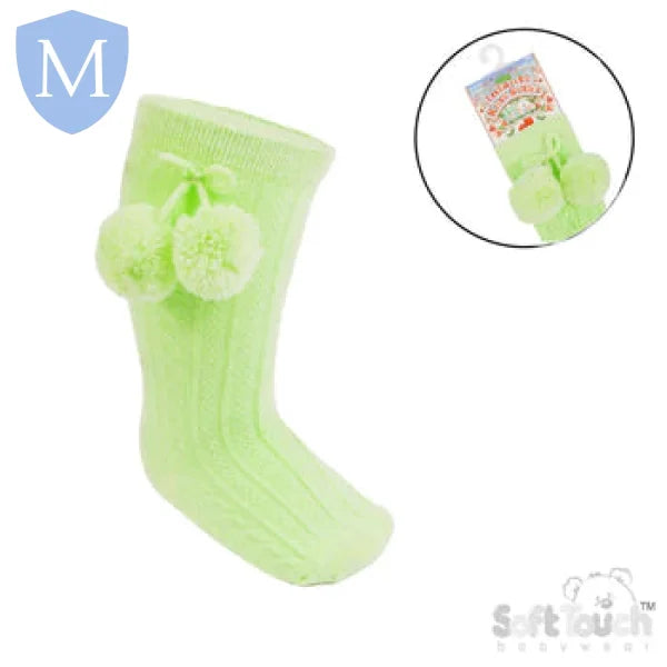 'Elegance' Plain Knee Length Sock with Pom-Pom (S355) (Baby Socks) Mansuri