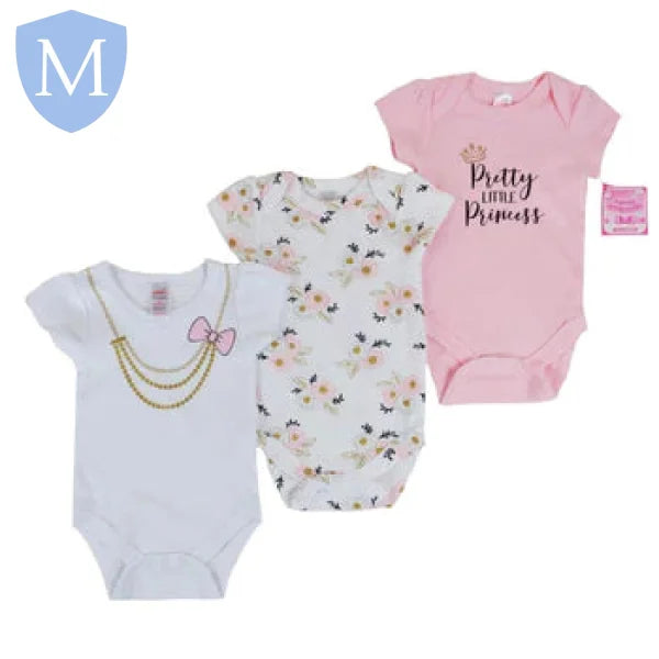 Girls 3 Pack 'Princess' Bodysuits (BG214) (Baby Bodysuits) Mansuri
