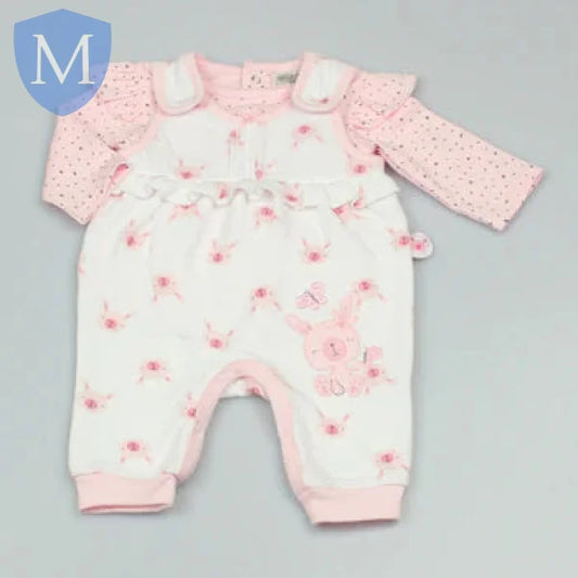 Girls Quilted 2 Piece Dungaree & Top & Cap Bunny (GF1048) (Baby Girls Fashionwear) Mansuri