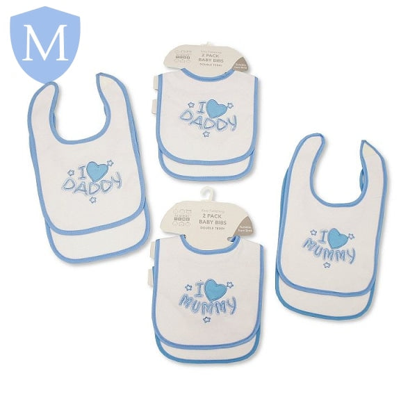 I Love Mummy/Daddy Bibs With Double Terry (BW104768/9) (Baby Bibs) Mansuri