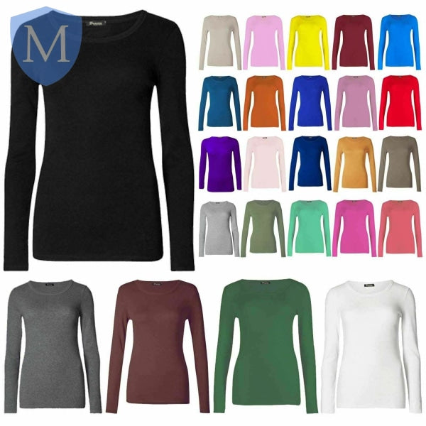 Long Sleeve Stretchy Plain Casual T-Shirt (POA) Not specified