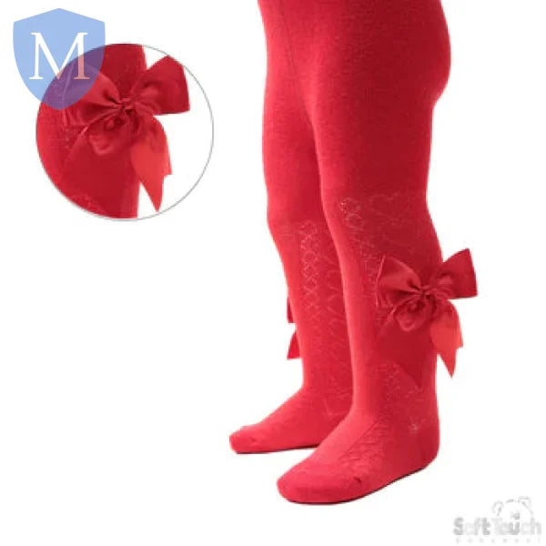 Pink Heart Tights With Large Bow (T122) (Baby Tights) Mansuri