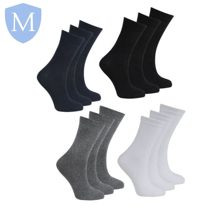 Plain Unisex Cotton Socks (3 Pairs) (POA) (Girls Hosiery) (Boys Hosiery) Mansuri