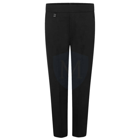 Plain Boys Half Elastic Pull Up Trouser Black