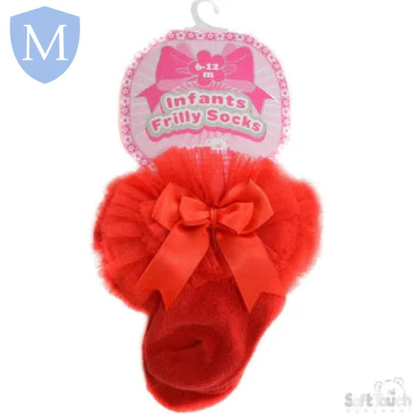 Plain Frilly Black Socks With Organza Lace & Bow (GS116) (Baby Socks) Mansuri