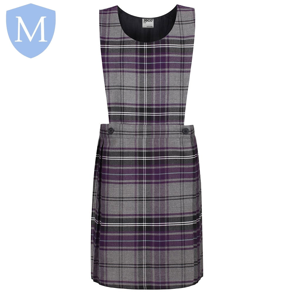 Plain Girls Check Pinafore (Purple/Grey) Mansuri