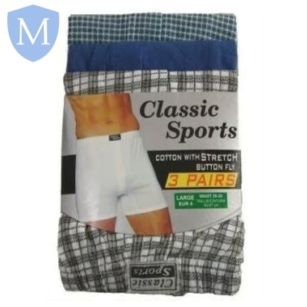 Plain Men's Patterned Jersey Boxers (3 Pack) Mansuri